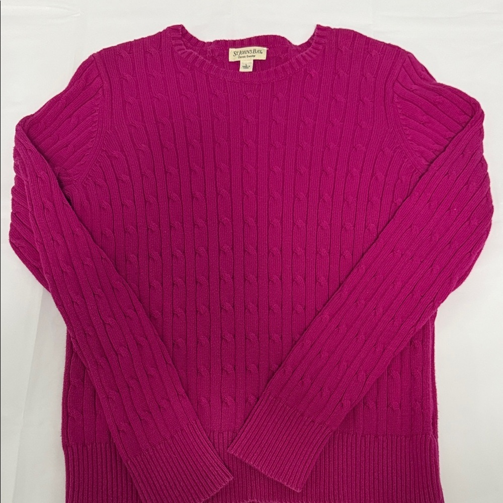 St. John's Bay Women's Fuchsia Cable Knit Sweater